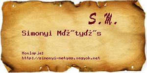 Simonyi Mátyás névjegykártya